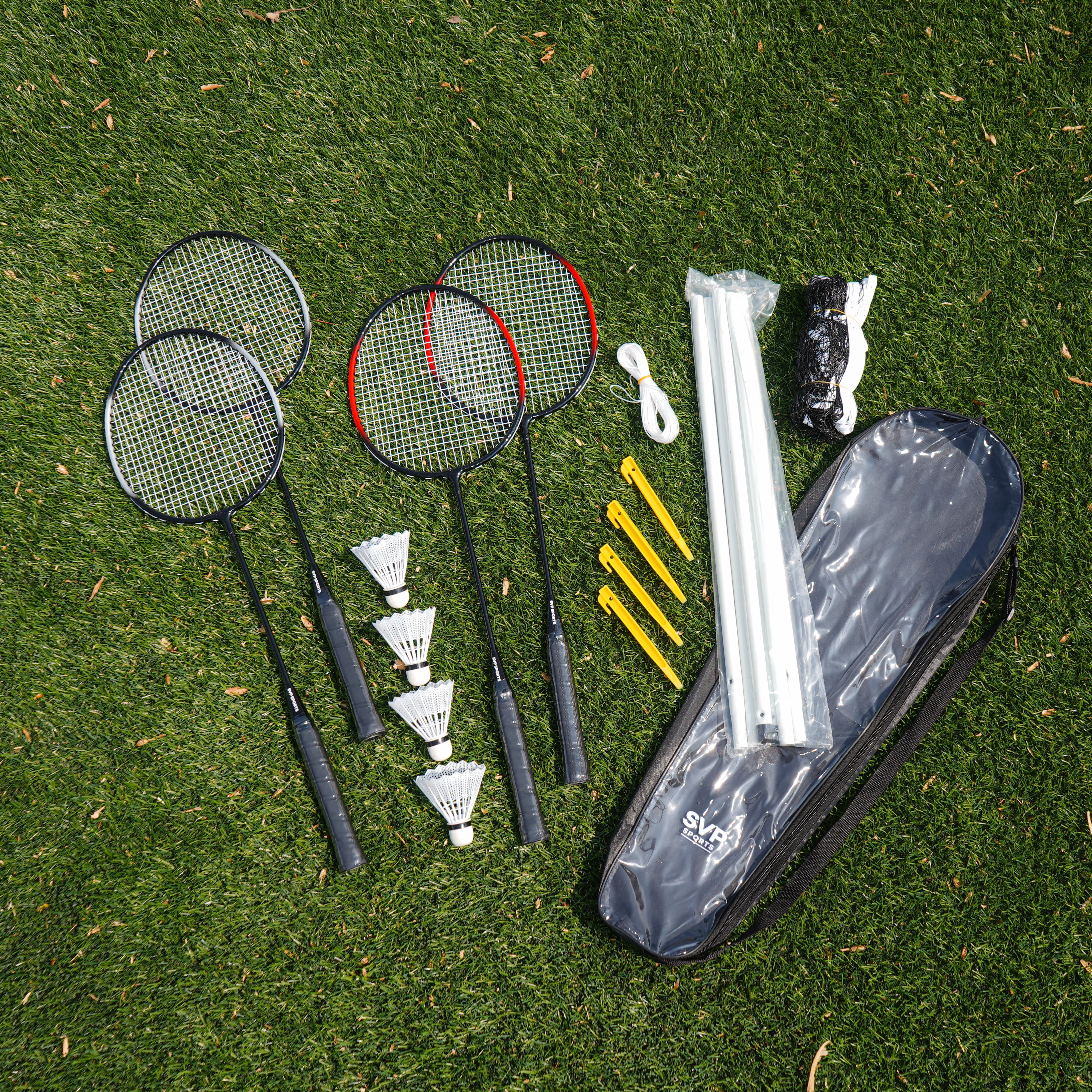 SVP Play - 4 Pack Steel Badminton Racquet Set With Net (SSO-047B4) - Image 7